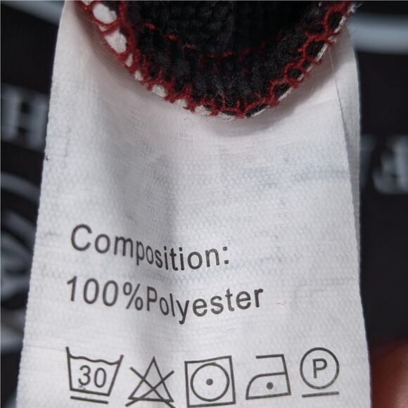 True Religion XL Black Red Raglan Sweatshirt Buddha Logo Crewneck Read Flaw - Picture 5 of 7